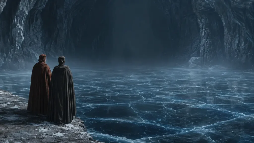 Dante y Virgilio ante el lago congelado de Cocito