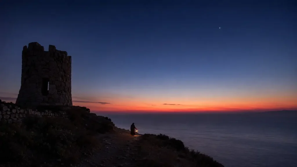 Venus brilla como estrella de la mañana sobre la costa mediterránea