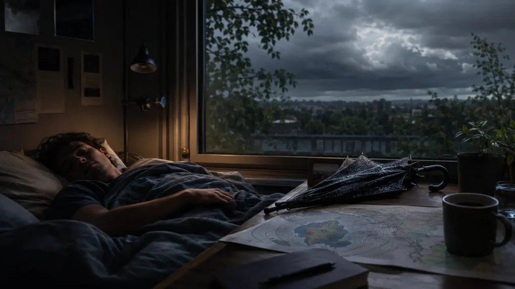 Persona dormida mientras una tormenta reúne indicios que el cerebro puede anticipar